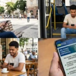 Pessoas consultando PIS/Pasep pelo celular, destacando critérios de quem pode receber o benefício.